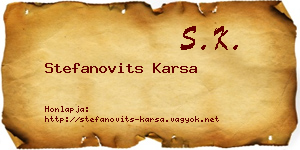 Stefanovits Karsa névjegykártya